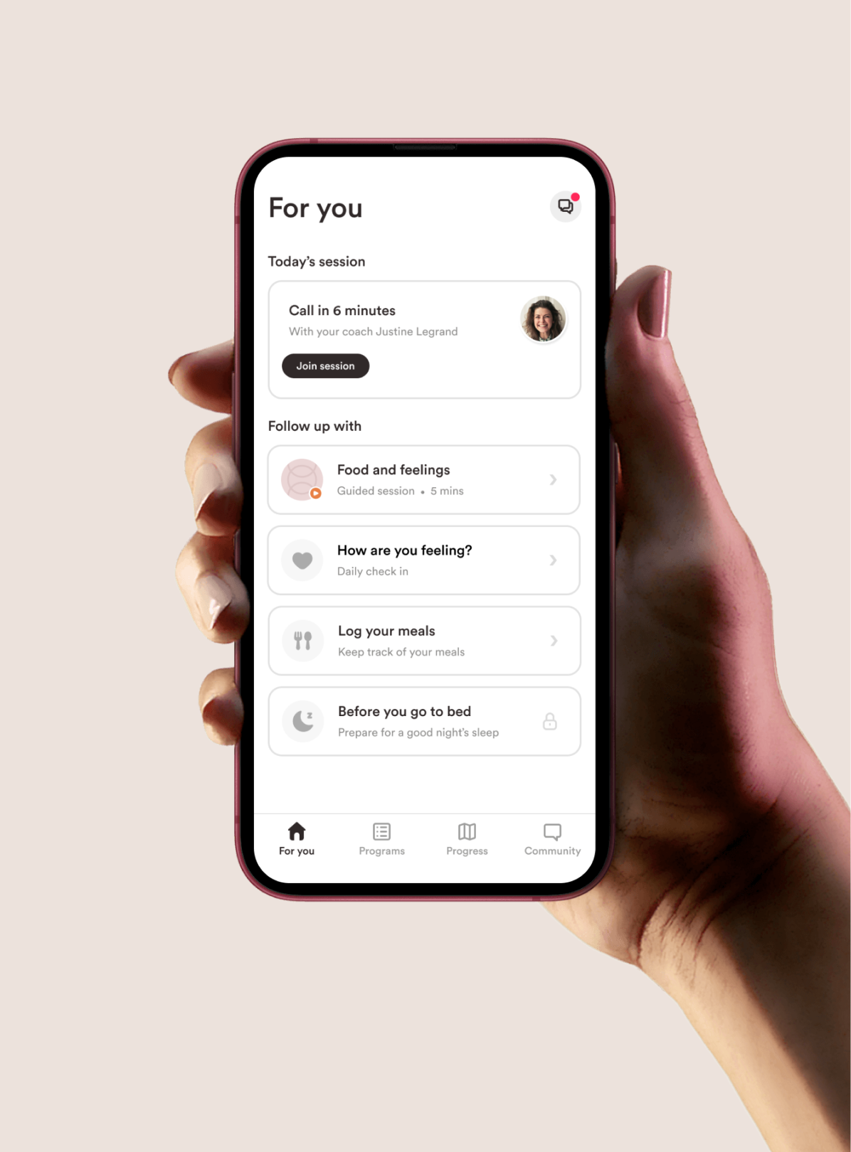 Wholly Health product interface in hand