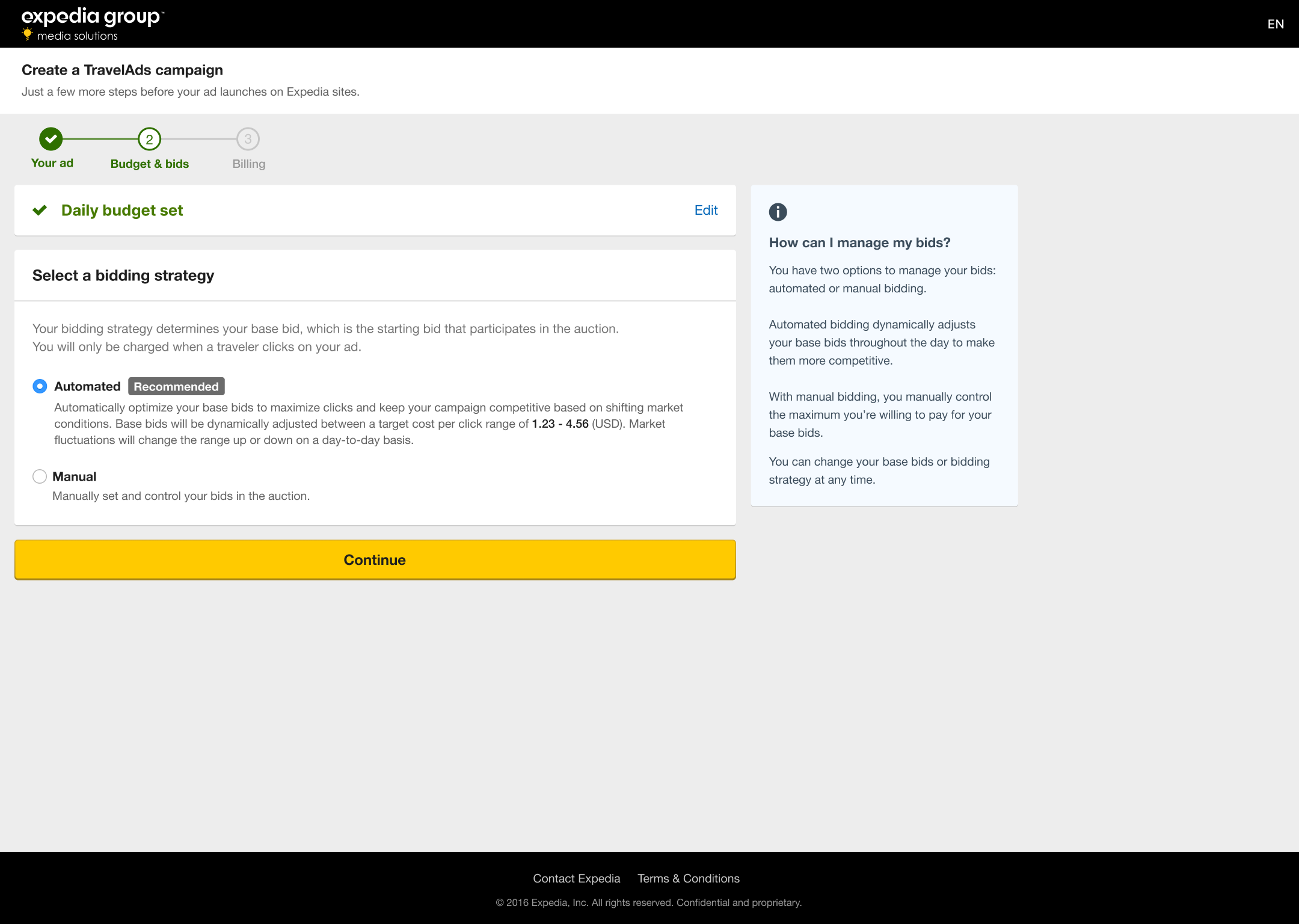 Expedia Group advertising experience before redesign